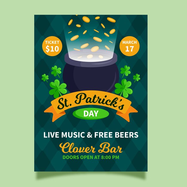 Free vector st. patrick's day flyer template in flat design