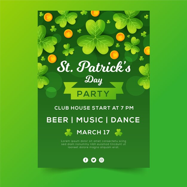 St. patrick's day flyer template in flat design