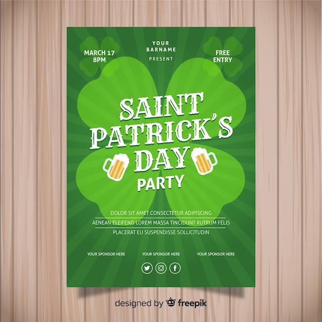 Free vector st. patrick's day flyer template