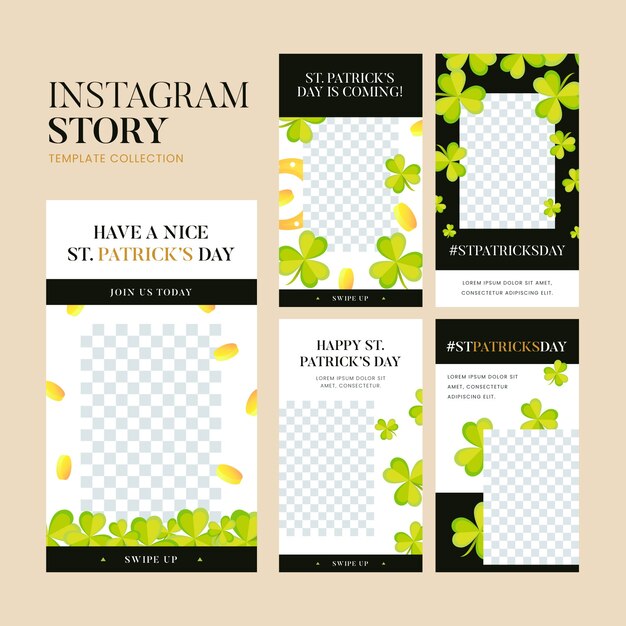 Free vector st. patrick's day instagram stories collection