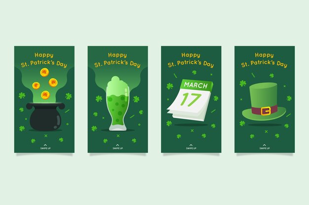 무료 벡터 patrick 's day 인스 타 그램 스토리 컬렉션