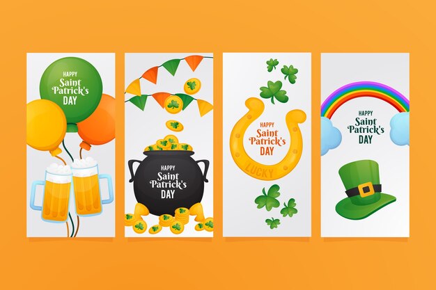 Free vector st. patrick's day instagram stories set