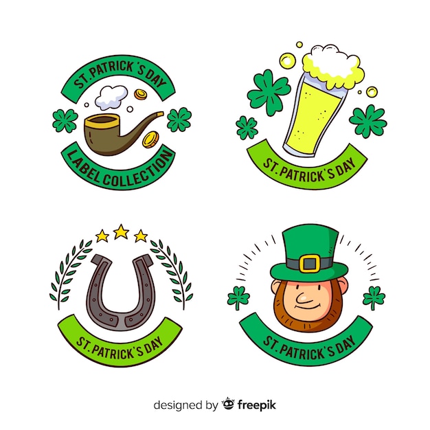 Free vector st. patrick's day label collection