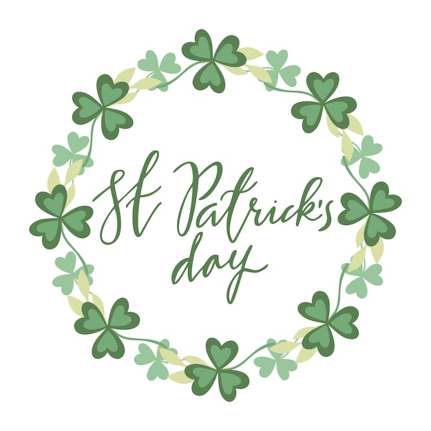 St.patrick 's day lettering in a clover wreath