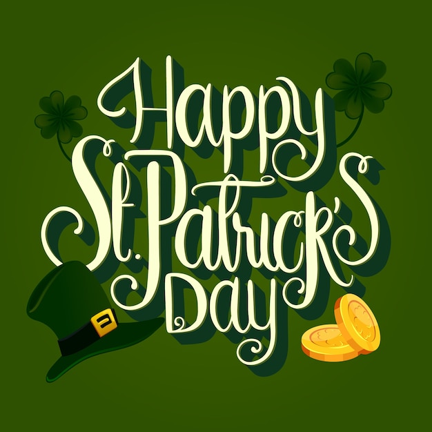 St. patrick's day lettering with golden coins