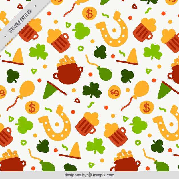St patrick's day pattern with hand-drawn objects