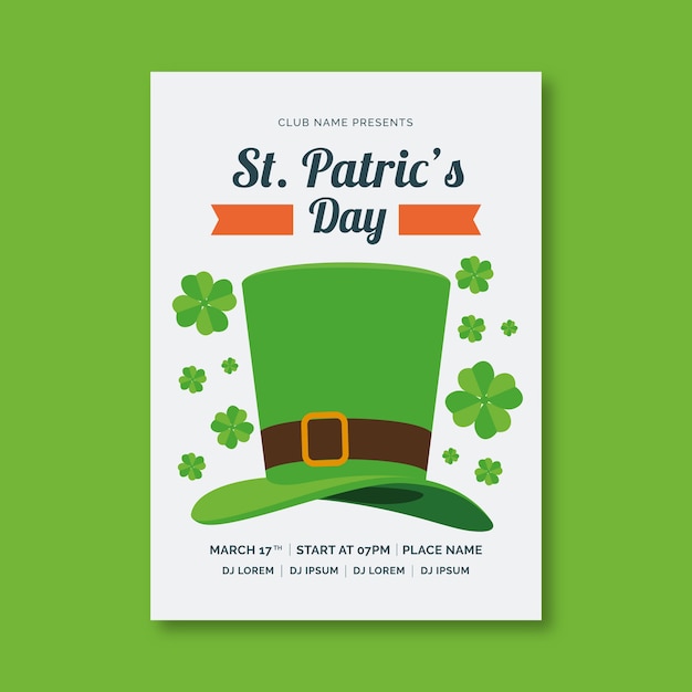 St. patrick's day poster template in flat design