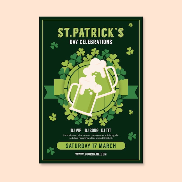 St. patrick's day poster template in flat design