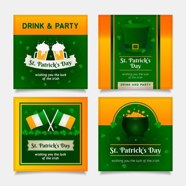 St. patrick's day social media post with beer and flags