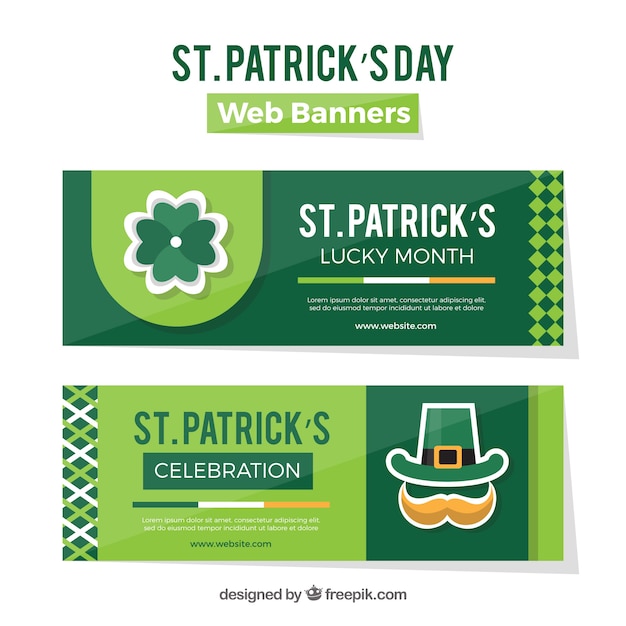 Бесплатное векторное изображение Веб-баннеры в день святого патрика