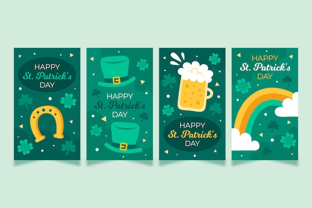 Free vector st. patrick's day with beer and rainbows instagram stories