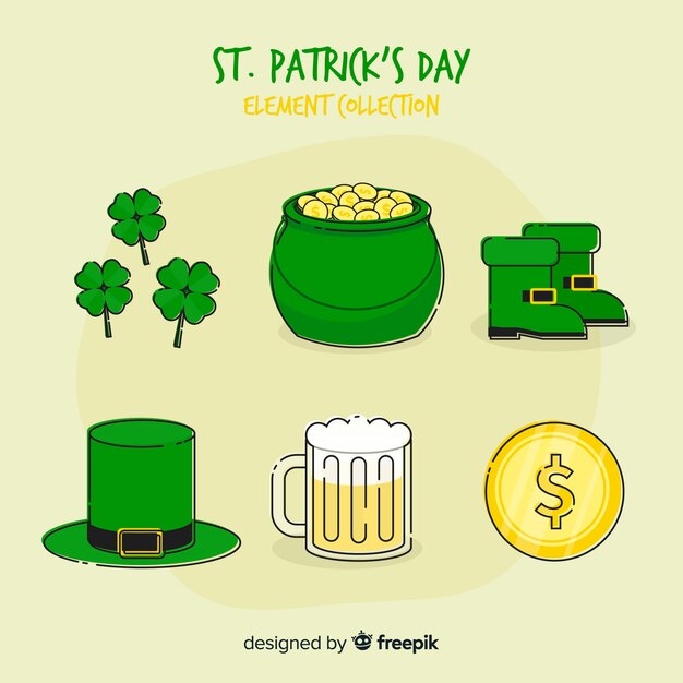 Free vector st patrick's hand drawn element collection