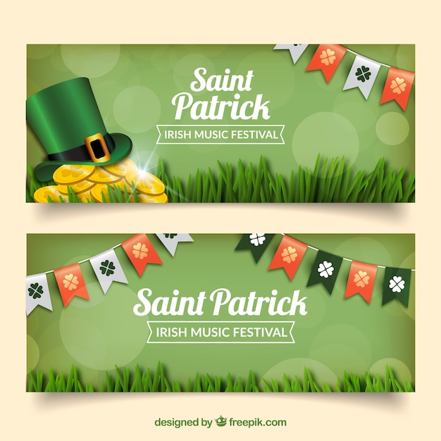 St. patrick's wreaths and hat banners