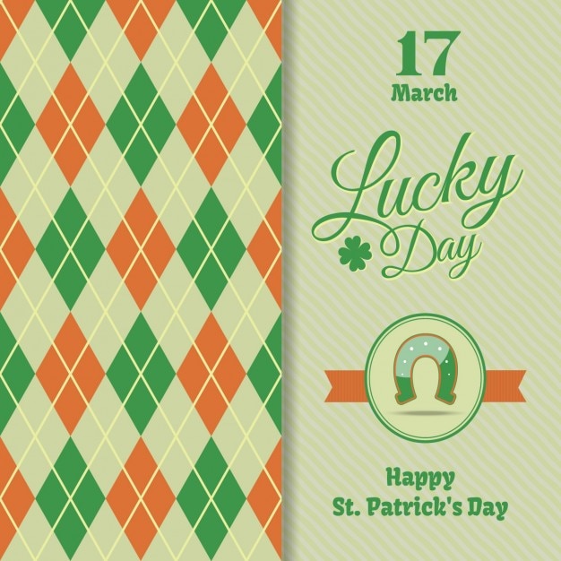 St patricks card with argyle pattern