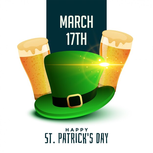 St patricks day background with beer and hat