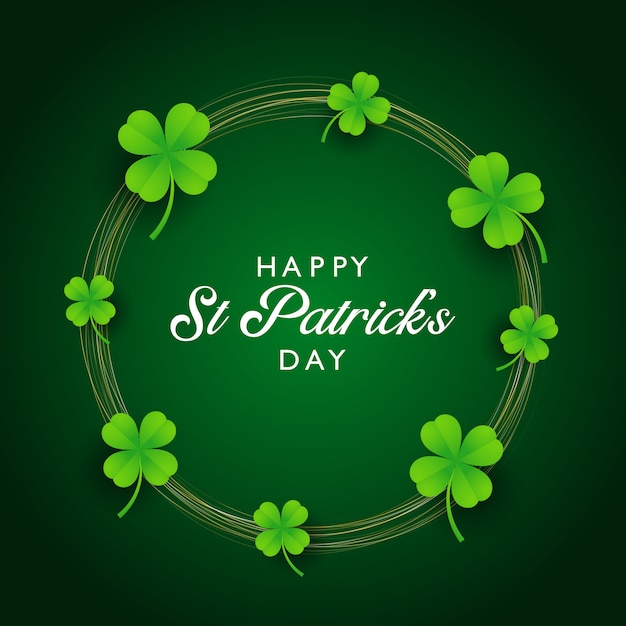 St Patricks day background with clover and gold circles