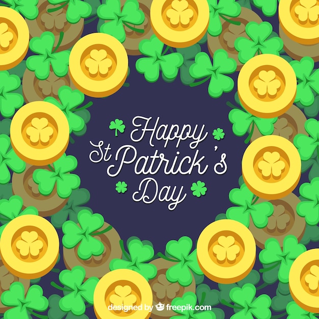 Free vector st patricks day background with cloverleaf