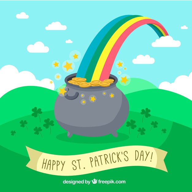 St patricks day background with rainbow