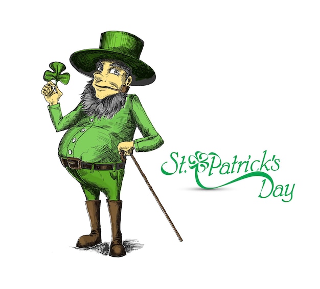 Free vector st patricks day character leprechaun with hat vector illlustration