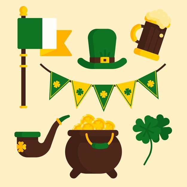 St. patricks day element collection in flat design