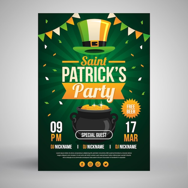 Free vector st. patricks day flyer template design