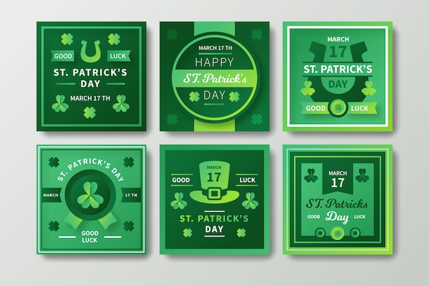 Free vector st patricks day instagram post collection