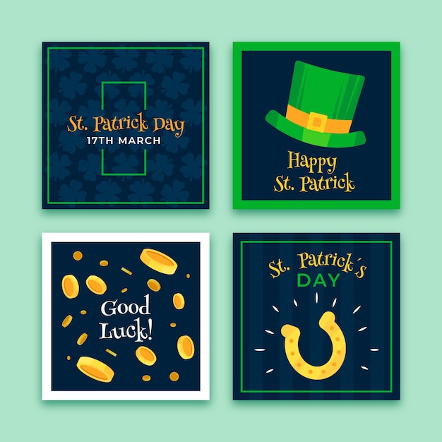 Free vector st patricks day instagram post collection