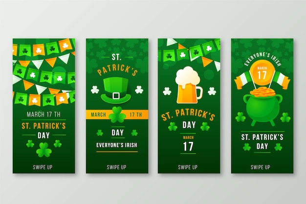 Free vector st patricks day instagram stories collection