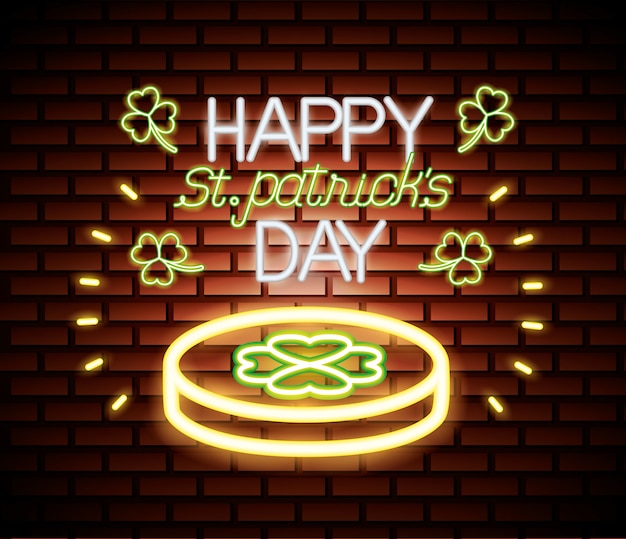 Free vector st patricks day neon