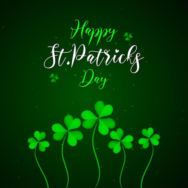 St patricks day theme shamrock forest green background social media design banner