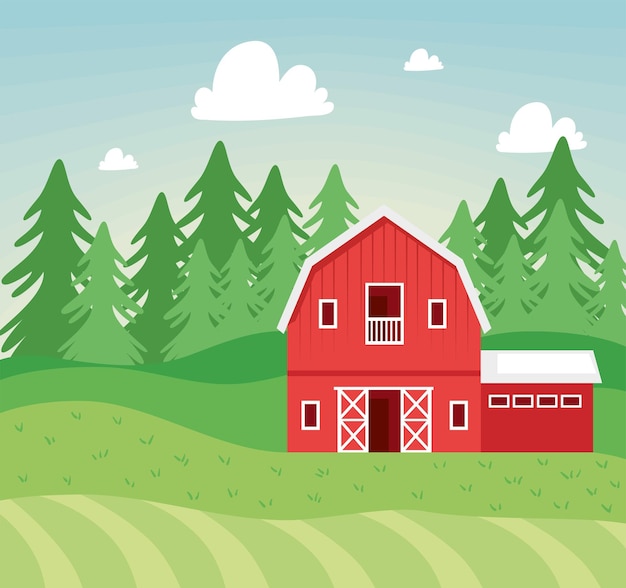 Free vector stable in farm scene