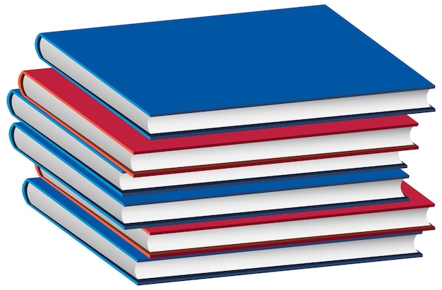 Stack of books on white background