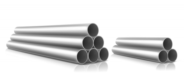 Stack of steel pipes isolated