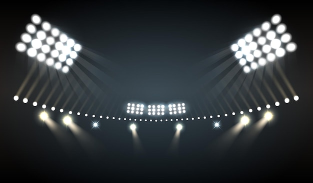 Stadium lights realistic  with sports and technology symbols