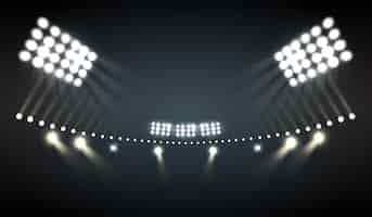 Free vector stadium lights realistic  with sports and technology symbols