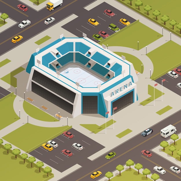 Stadium Sport Arena Isometric Composition 