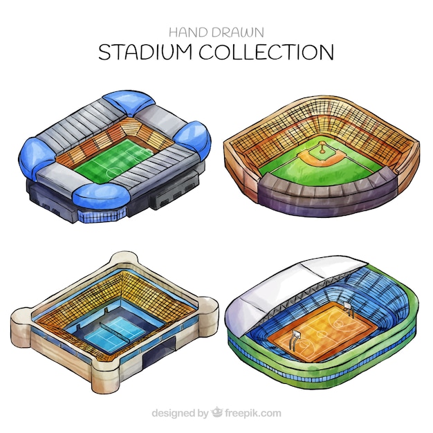 Free vector stadiums collection in hand drawn style