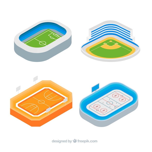 Free vector stadiums collection in isometric style