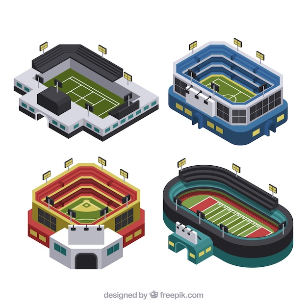 Free vector stadiums collection in isometric style