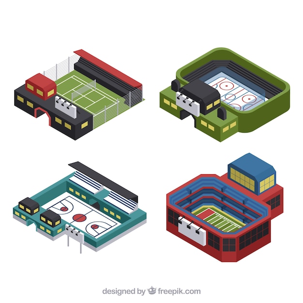 Stadiums collection in isometric style