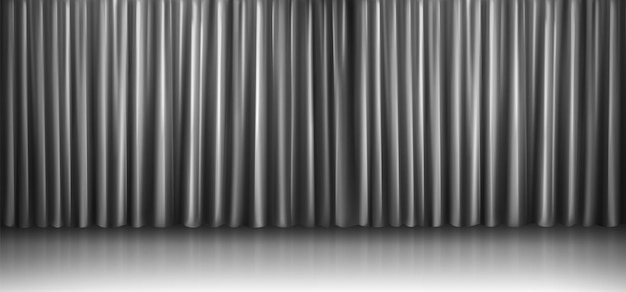 Бесплатное векторное изображение Фон пола сцены с серебряным шелковым занавесом