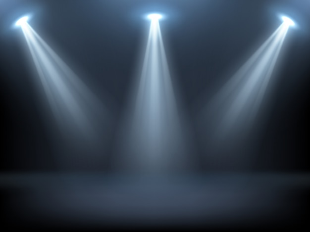 Free vector stage illuminated by spotlights