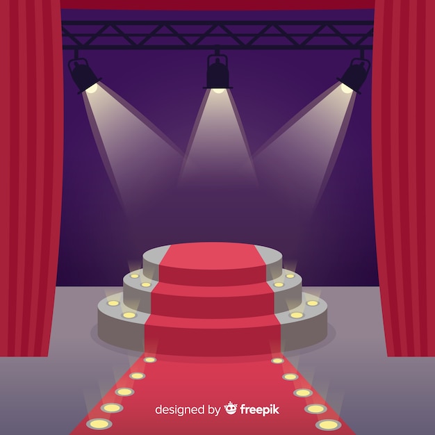Free vector stage podium background with lighting