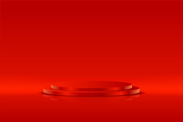 Stage podium with lighting Stage Podium Scene with for Award Ceremony on red Background