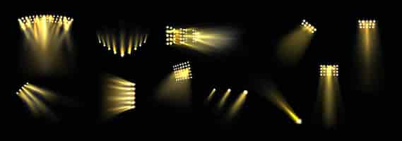 Free vector stage spotlights set light projectors