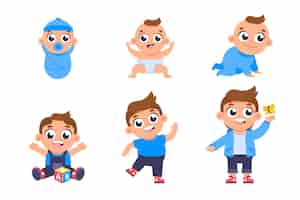 Free vector stages of a baby boy flat design