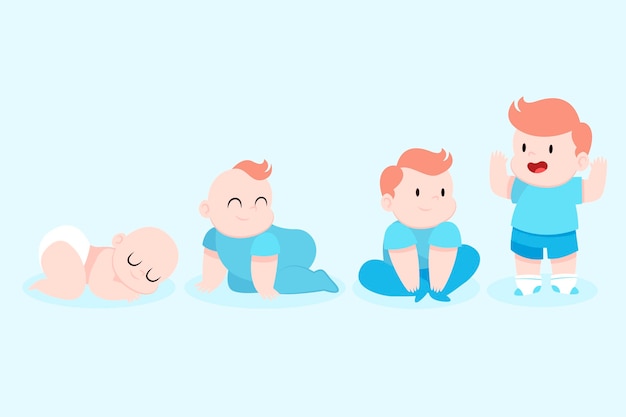 Free vector stages of a baby boy flat design