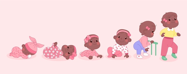 Free vector stages of a baby girl illustration