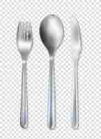 Free vector stainless cutlery tableware set transparent background