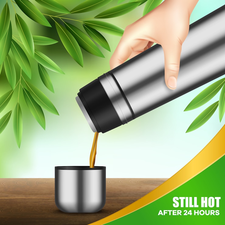 Free Vector stainless steel drink container pouring tea